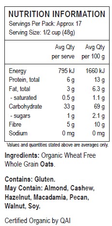 Organic whole grain oats.