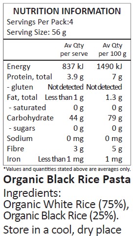 Organic White Rice (75%), Organic Black Rice (25%).