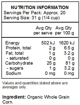 Organic Whole Grain Corn.