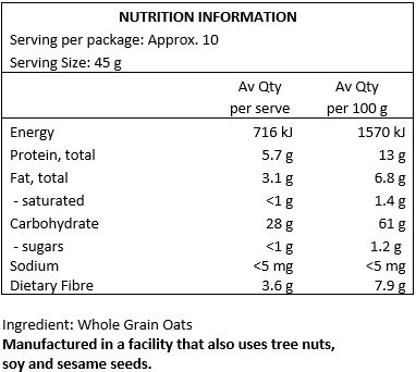 Wheat free whole grain oats