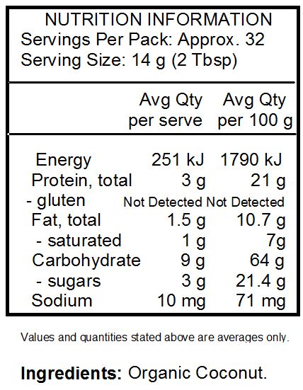 Organic coconut *Manufactured in a facility that also uses tree nuts and soy*