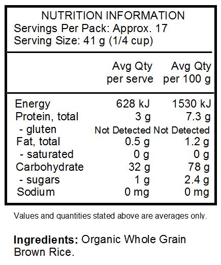 Organic Whole Grain Brown Rice.