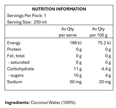 100% Pure Coconut Water.