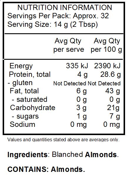 Blanched Almonds.
<br>
Contains: Almond.