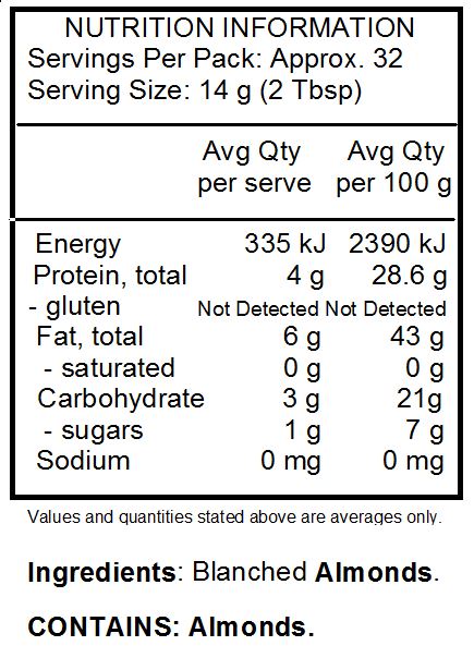 Blanched Almonds.
<br>
Contains: Almond. 