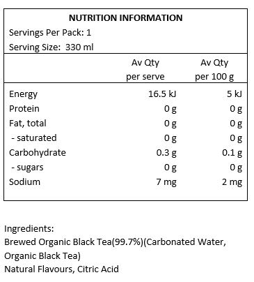 Brewed Certified Organic Black Tea, water, natural flavours, citric acid