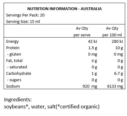 Soybeans*, Water, Salt. (*certified organic)