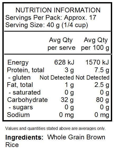 Whole Grain Brown Rice.