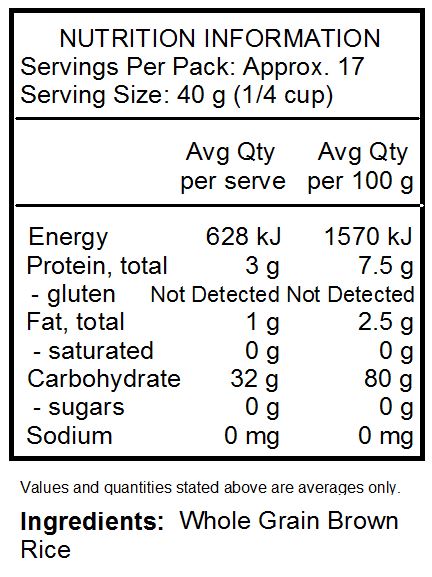 Whole Grain Brown Rice.

