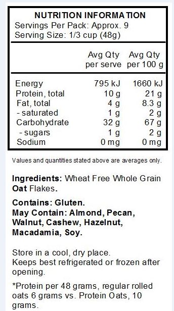 Whole Grain Oat Flakes.
Contains: Gluten.