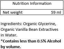 Organic glycerine, organic vanilla bean, extractives in water.