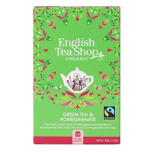 English Tea Shop Organic Green Tea Pomegranate Teabags 20pc