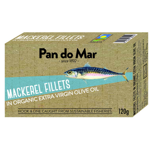 Pan do Mar Mackerel Fillets in Organic Olive Oil 120g