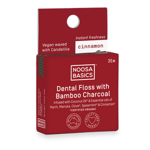 Noosa Basics Dental Floss with Bamboo Charcoal - Cinnamon 35m