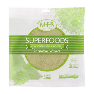 MEB Foods Organic Superfood Wraps - Chia, Spinach, Kale & Broccoli 250g