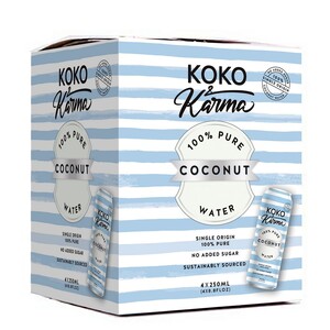 Koko & Karma Coconut Water - 100% Pure 4x250ml