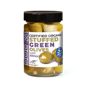 Foda Organic Green Olives stuffed with Almonds 250ml