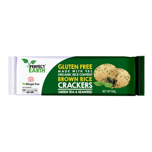 Perfect Earth Organic Brown Rice Crackers With Green Tea & Seaweed 100g
