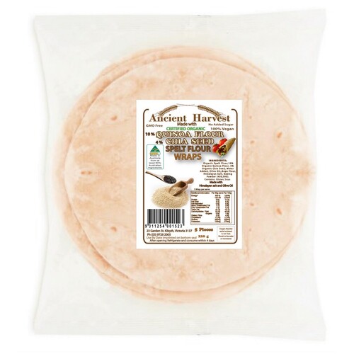 Ancient Harvest Organic Quinoa Chia Seed Spelt Flour Wraps 220g