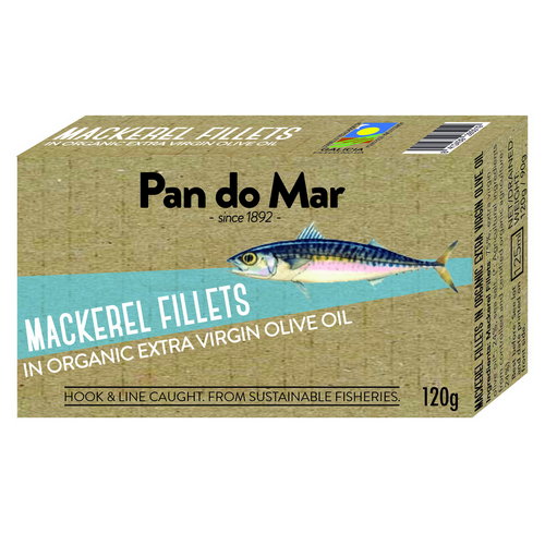 Pan do Mar Mackerel Fillets in Organic Olive Oil 120g