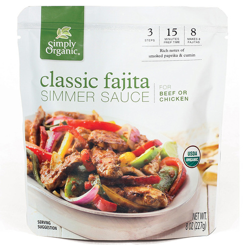 Simply Organic Classic Fajita Simmer Sauce 227g