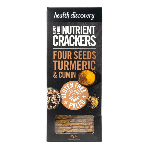 Health Discovery Paleo Four Seeds Turmeric & Cumin Nutrient Crackers 150g