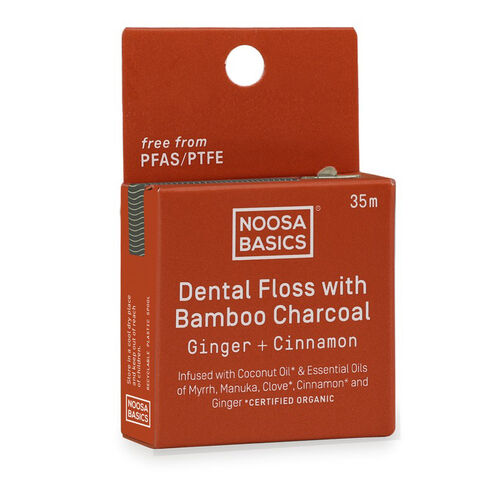 Noosa Basics Dental Floss with Bamboo Charcoal - Cinnamon 35m