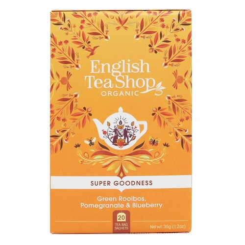 English Tea Shop Organic Green Rooibos, Pomegranate & Blueberry 20pc