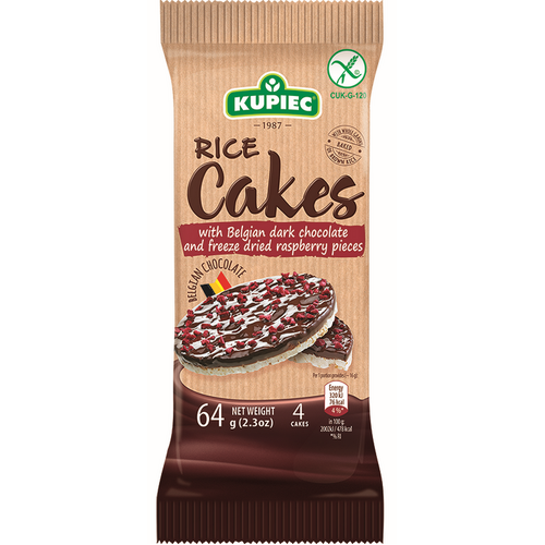 Kupiec Gluten Free Rice Cakes - Dark Chocolate & Raspberries 64g