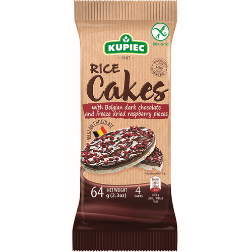 Kupiec Gluten Free Rice Cakes - Dark Chocolates & Raspberries 64g