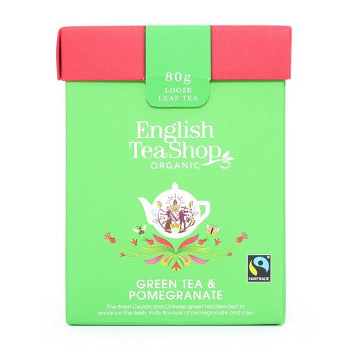 English Tea Shop Organic Green Tea Pomegranate Loose Leaf Tea 80g