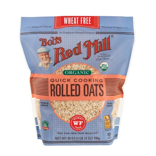 Bob's Red Mill Organic Quick Cooking Rolled Oats Pure Wheat Free 794g
