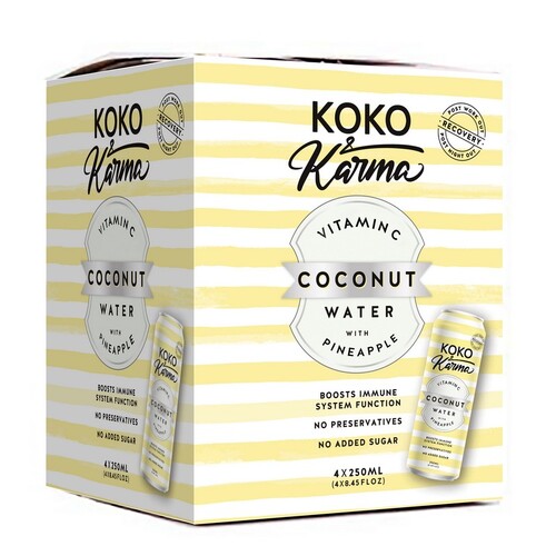 Koko & Karma Coconut Water - Vitamin C & Pineapple 4x250ml