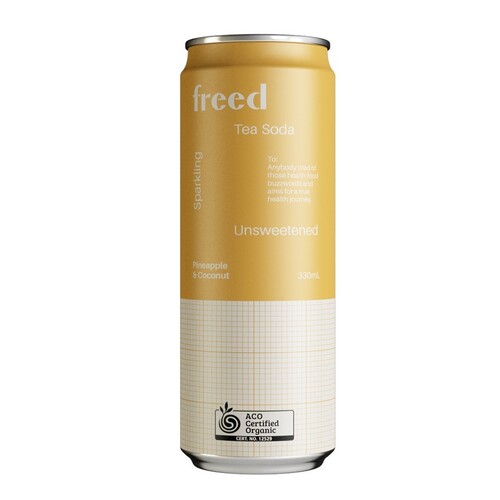 Freed Beverages Organic Sparkling Tea Soda - Pineapple & Coconut 330ml