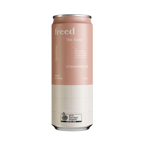 Freed Beverages Organic Sparkling Tea Soda - Peach & Vanilla 330ml