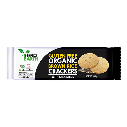 Perfect Earth Organic Brown Rice Crackers With Chia Seeds 100g