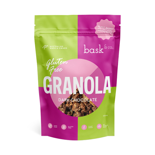 Bask & Co Gluten Free Granola Clusters - Dark Chocolate 250g