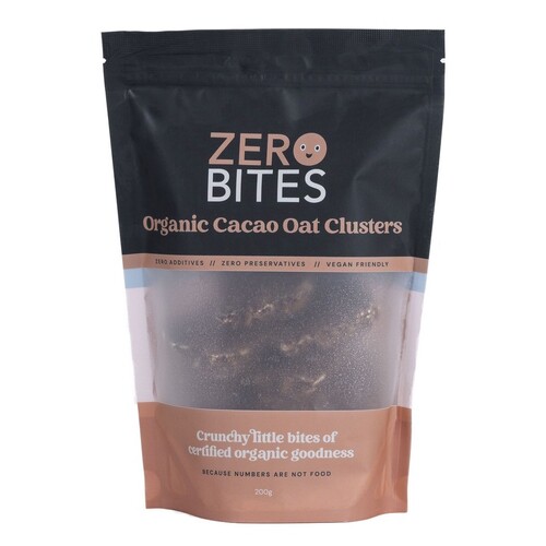 Zero Bites Organic Oat Clusters - Cacao 200g