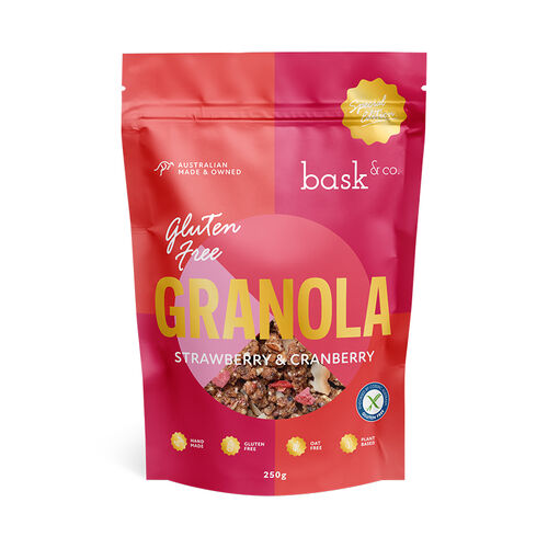 Bask & Co Gluten Free Granola Clusters Special Edition - Strawberry & Cranberry 250g